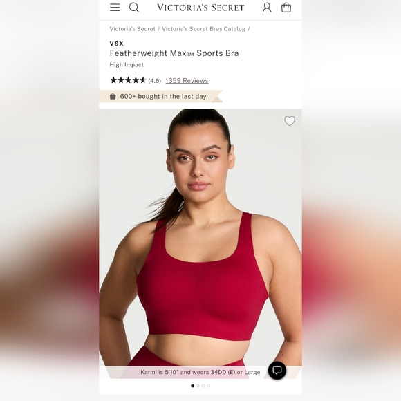 Victoria's Secret Featherweight Max Sports Bra - Picture 1 of 5